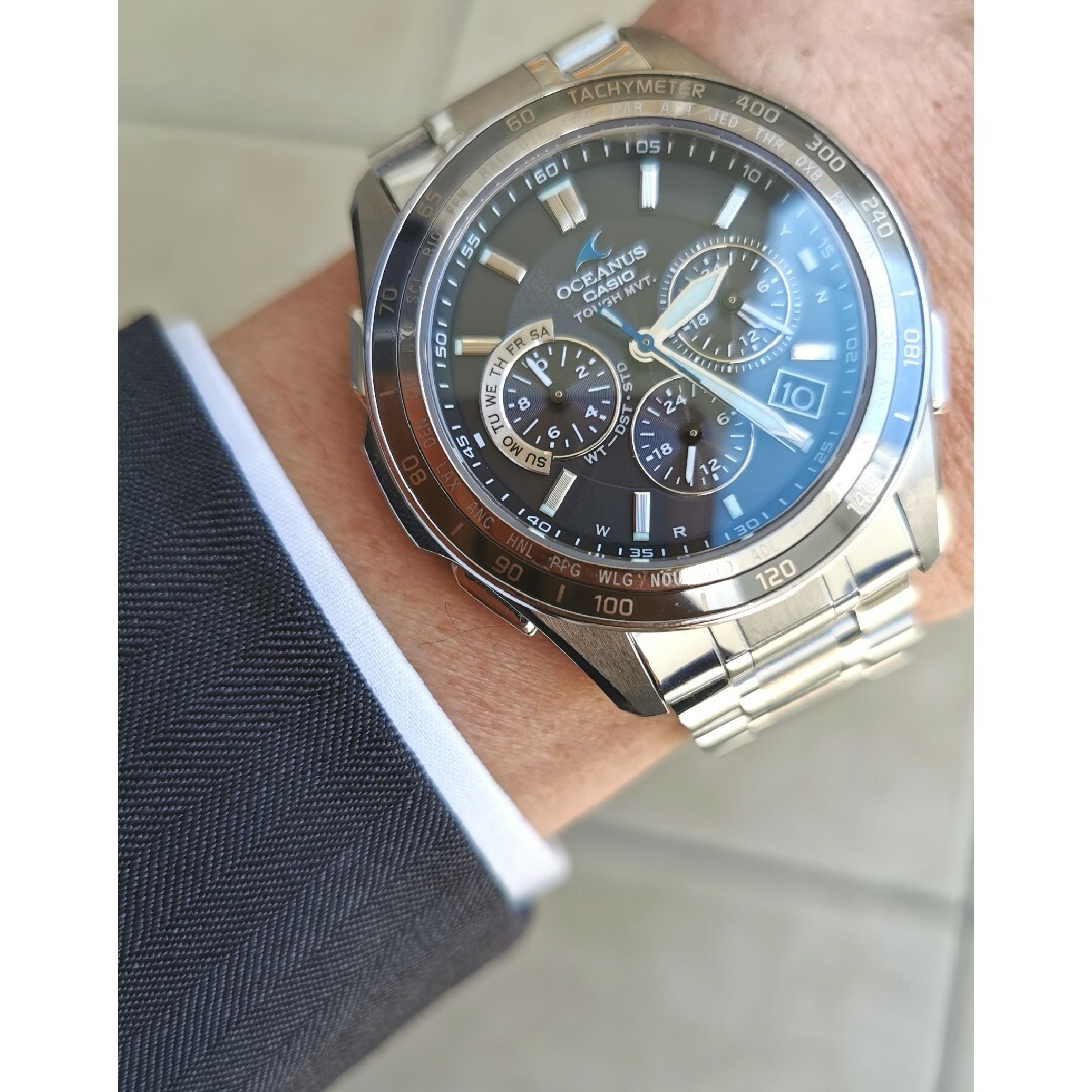 CASIO(カシオ)のカシオの電波ソーラー腕時計　ベルト社外品 メンズの時計(腕時計(アナログ))の商品写真
