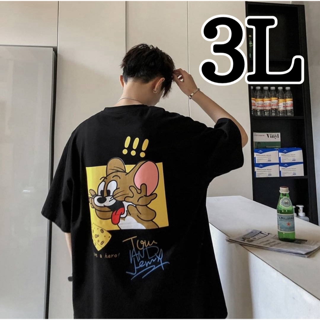 トムとジェリー Tシャツ 半袖 XXL 黒 アメコミ ストリート 韓国 人気 メンズのトップス(Tシャツ/カットソー(半袖/袖なし))の商品写真