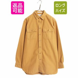 エルエルビーン(L.L.Bean)のLLBEAN コットン シャモア クロス 長袖 シャツ メンズ M 古着 エルエルビーン LLビーン ネルシャツ ネル 長袖シャツ ヘビーオンス ベージュ(シャツ)