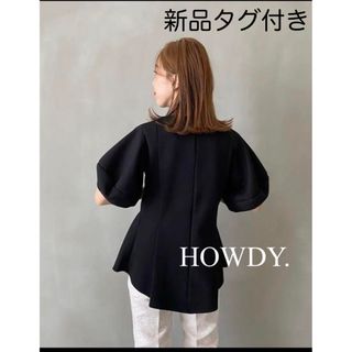 【新品タグ付き】HOWDY volume marun blouse （黒）(シャツ/ブラウス(半袖/袖なし))