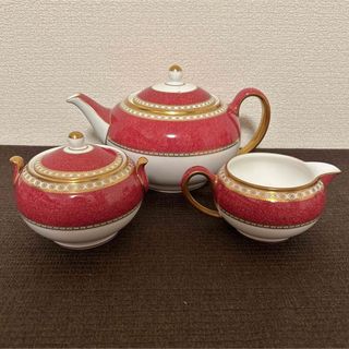 ウェッジウッド(WEDGWOOD)のウェッジウッド　ユーランダー　パウダールビー　ティーポット　シュガーポット(食器)