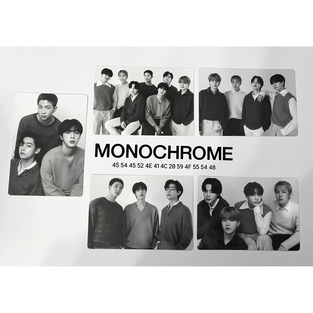 防弾少年団(BTS)(ボウダンショウネンダン)のBTS MONOCHROME ミニフォトカード BTS ユニット 5枚 コンプ エンタメ/ホビーのタレントグッズ(アイドルグッズ)の商品写真