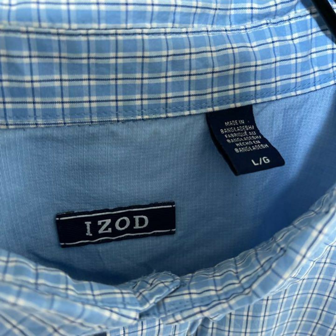 アイゾッド メンズ チェック ボタンダウン 水色 L シャツ 古着 90s 長袖 メンズのトップス(シャツ)の商品写真