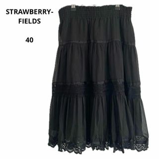 ストロベリーフィールズ(STRAWBERRY-FIELDS)の美品 STRAWBERRY-FIELDS ストロベリーフィールズ 腰ゴム 薄手(ひざ丈スカート)