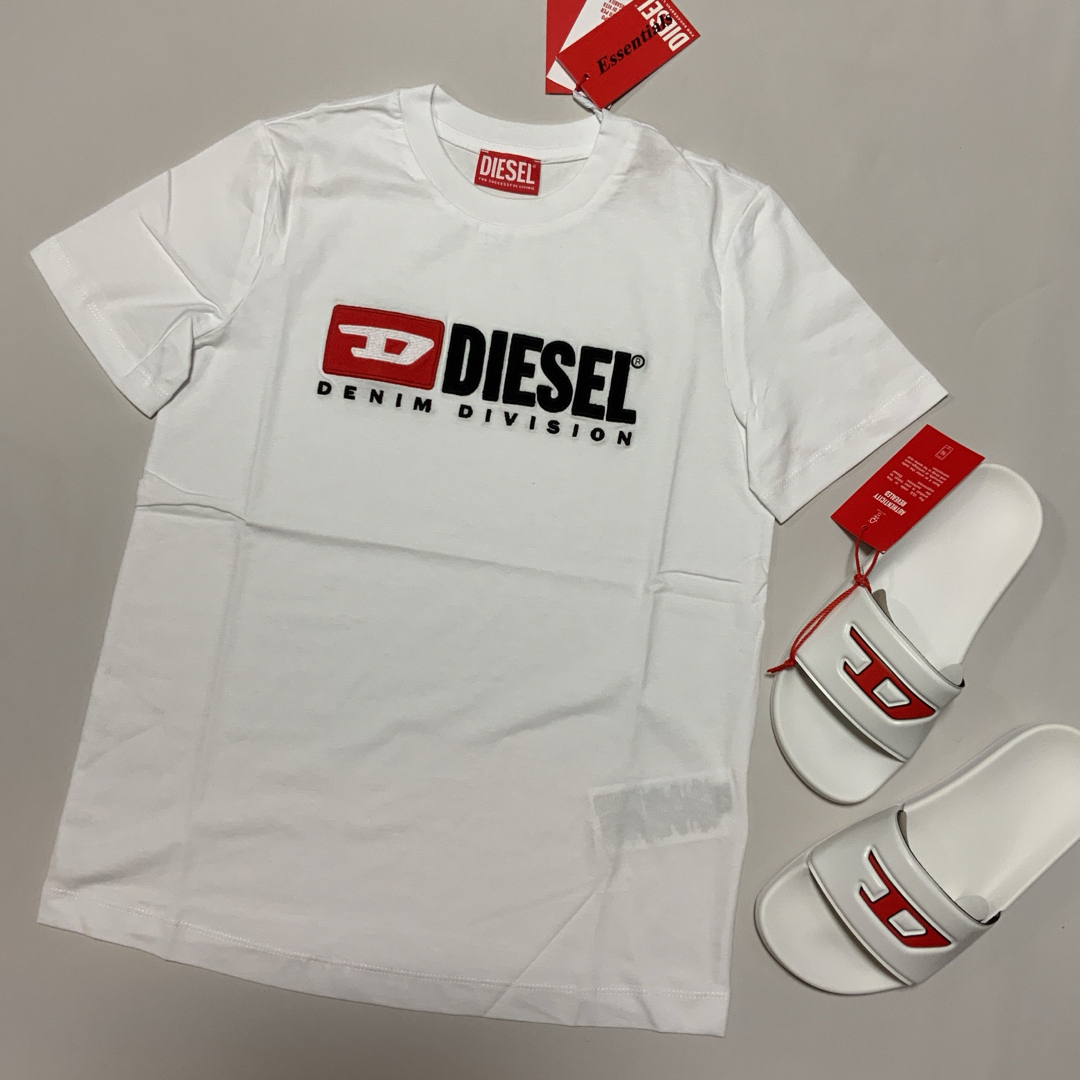 DIESEL(ディーゼル)の洗練されたデザイン　T-Reg-Div Tシャツ DIESELロゴ　ホワイト　L レディースのトップス(Tシャツ(半袖/袖なし))の商品写真