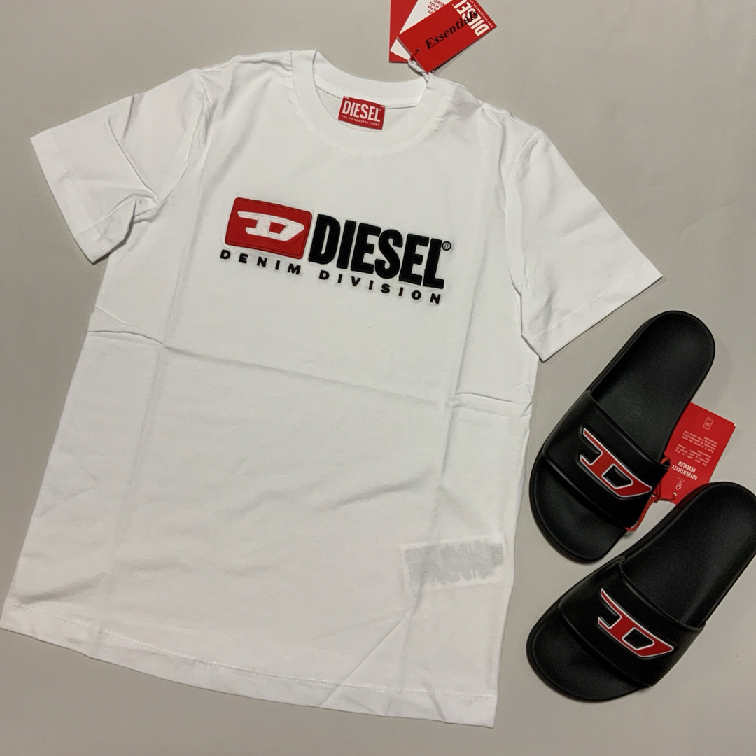 DIESEL(ディーゼル)の洗練されたデザイン　T-Reg-Div Tシャツ DIESELロゴ　ホワイト　L レディースのトップス(Tシャツ(半袖/袖なし))の商品写真