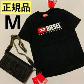 ディーゼル(DIESEL)の洗練されたデザイン　T-Reg-Div Tシャツ DIESELロゴ　ブラック　M(Tシャツ(半袖/袖なし))