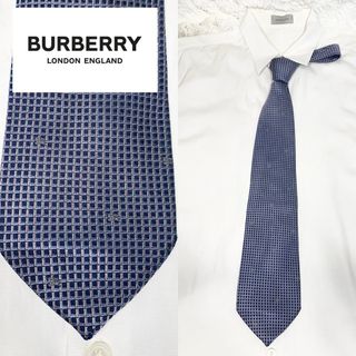 【美品】 Burberry London  ネクタイ ネイビー格子