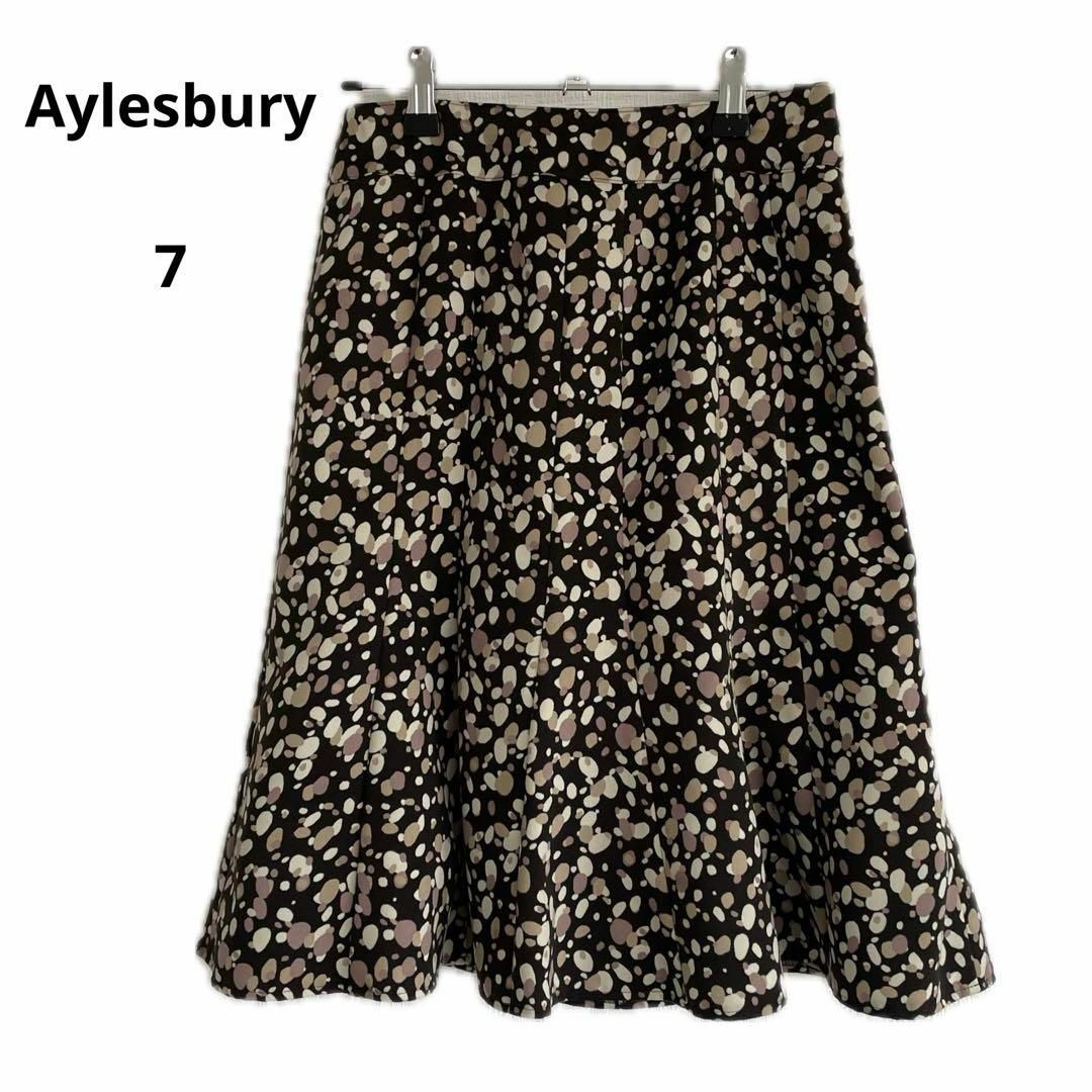 Aylesbury(アリスバーリー)の美品 Aylesbury アリスバーリー ひざ丈スカート 総柄 ７ 日本製 レディースのスカート(ひざ丈スカート)の商品写真