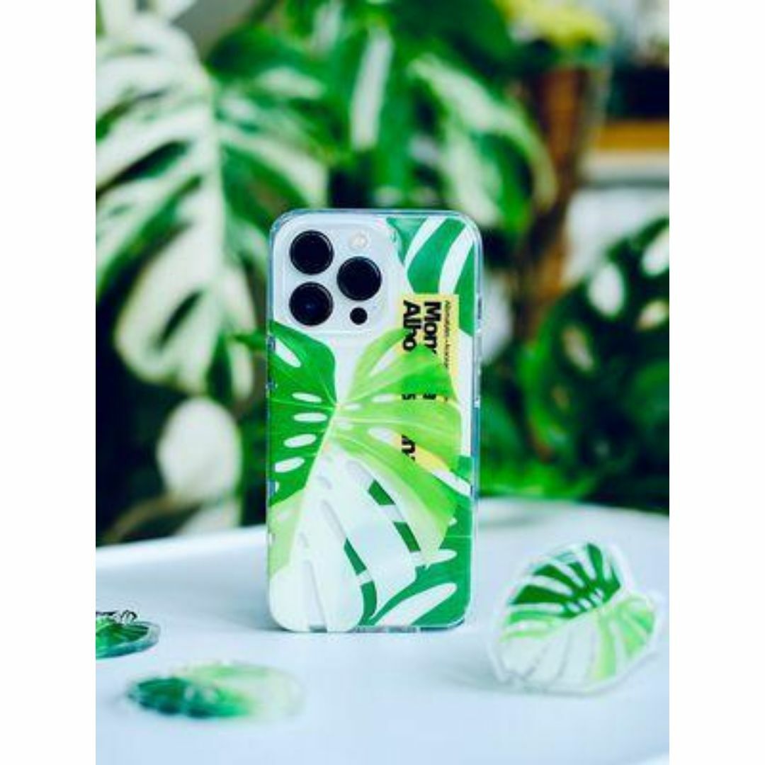 【クリアバージョン】斑入りモンステラ iphone スマホケース 熱帯観葉植物 スマホ/家電/カメラのスマホアクセサリー(iPhoneケース)の商品写真