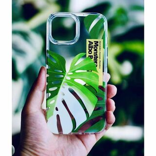 【クリアバージョン】斑入りモンステラ iphone スマホケース 熱帯観葉植物(iPhoneケース)
