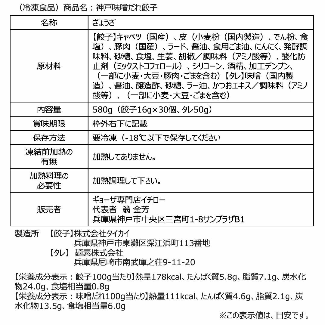 【神戸 名物餃子】 味噌だれ 餃子 30個 冷凍 生餃子 ぎょうざ 工場直送  神戸土産 神戸グルメ 大容量 業務用 訳あり 餃子パーティー【イチロー餃子】 食品/飲料/酒の加工食品(その他)の商品写真