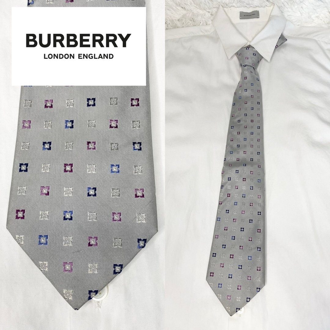 BURBERRY BLACK LABEL(バーバリーブラックレーベル)の【美品】 Burberry Black Label ネクタイ グレー  メンズのファッション小物(ネクタイ)の商品写真