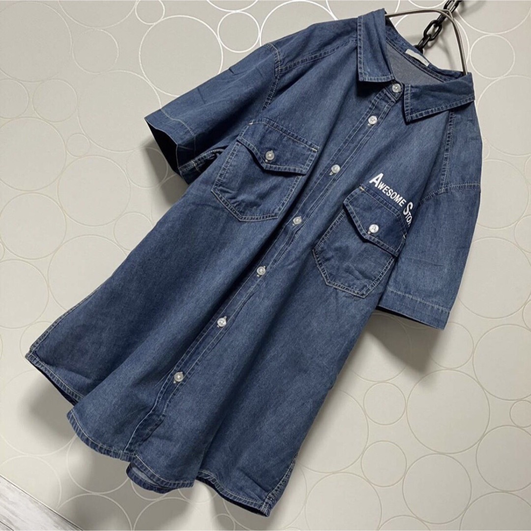 レア 新品 オーサムストア スタッフシャツ 制服 半袖シャツ デニムシャツ エンタメ/ホビーのコレクション(その他)の商品写真