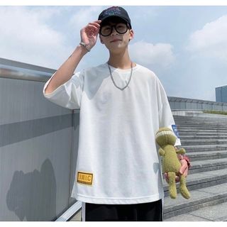 【再入荷無し！】オーバーサイズ　Tシャツ　白　ストリート　韓国風　シンプル　ロゴ(Tシャツ/カットソー(半袖/袖なし))