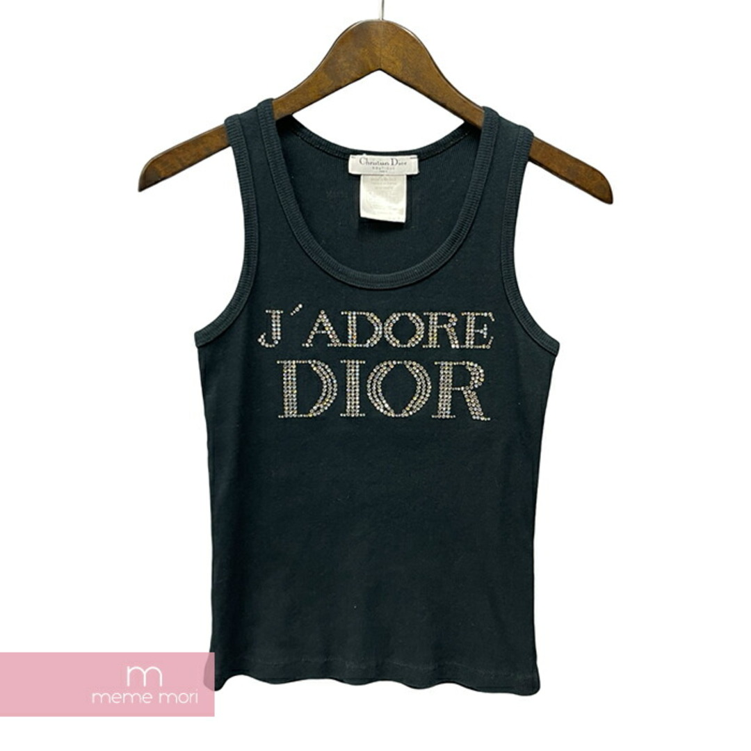 Dior(ディオール)のDior 2000's J'ADORE Rhinestone Tank Top 3E16155070 ディオール 2000'sジャドールラインストーンタンクトップ  ロゴ ラインストーン装飾 ヴィンテージ ブラック サイズ40【240509】【中古-A】【me04】 メンズのトップス(タンクトップ)の商品写真