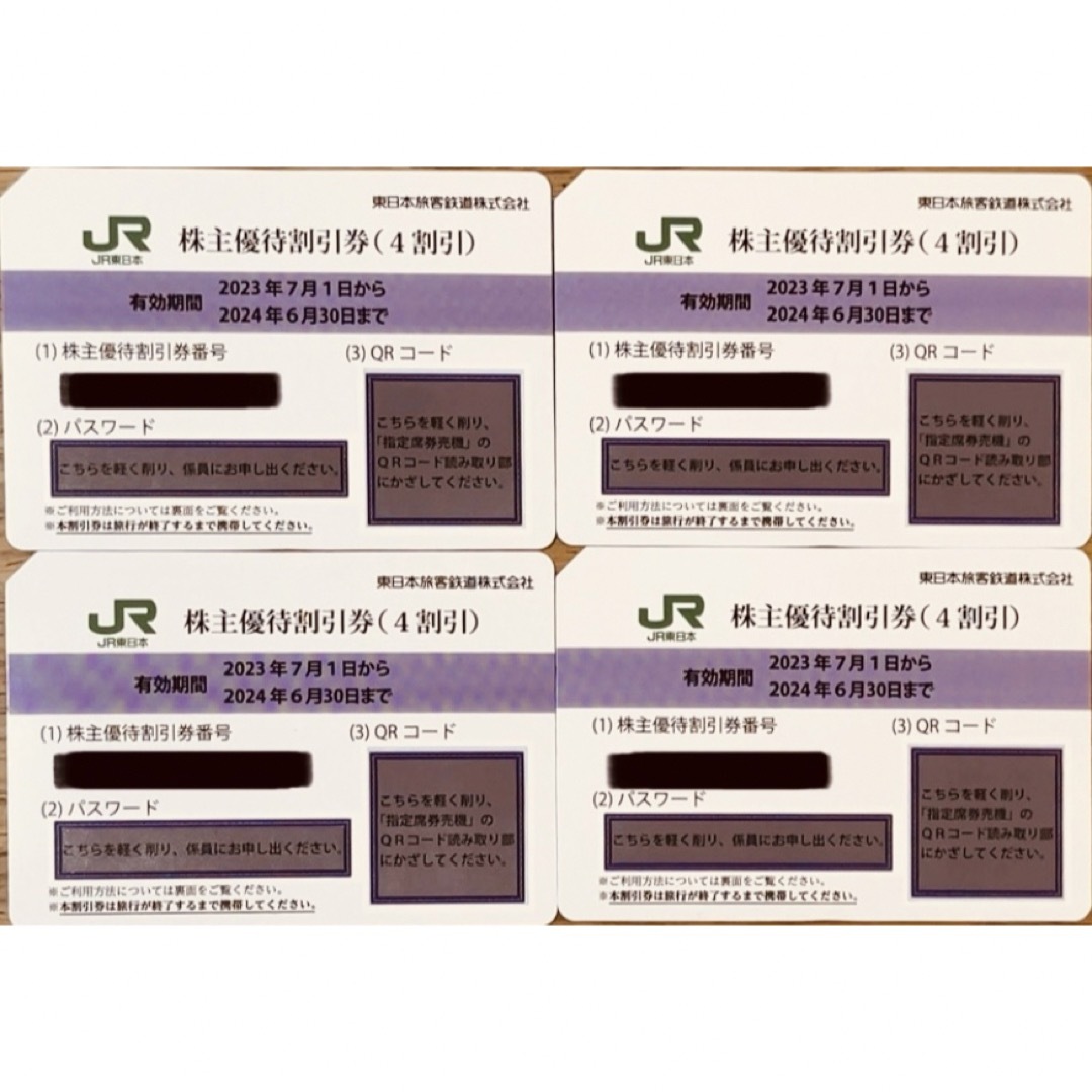 JR(ジェイアール)のJR東日本　株主優待割引券 4枚 チケットの優待券/割引券(その他)の商品写真