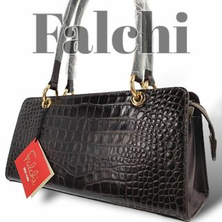 falchi New York - 新品未使用✨ファルチfalchi クロコ型押し　ハンドバッグ　ダークブラウン