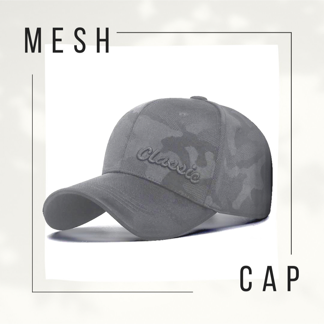 メッシュキャップ キャップ 帽子 シンプル 迷彩 軽量 紫外線 UV対策 グレー メンズの帽子(キャップ)の商品写真