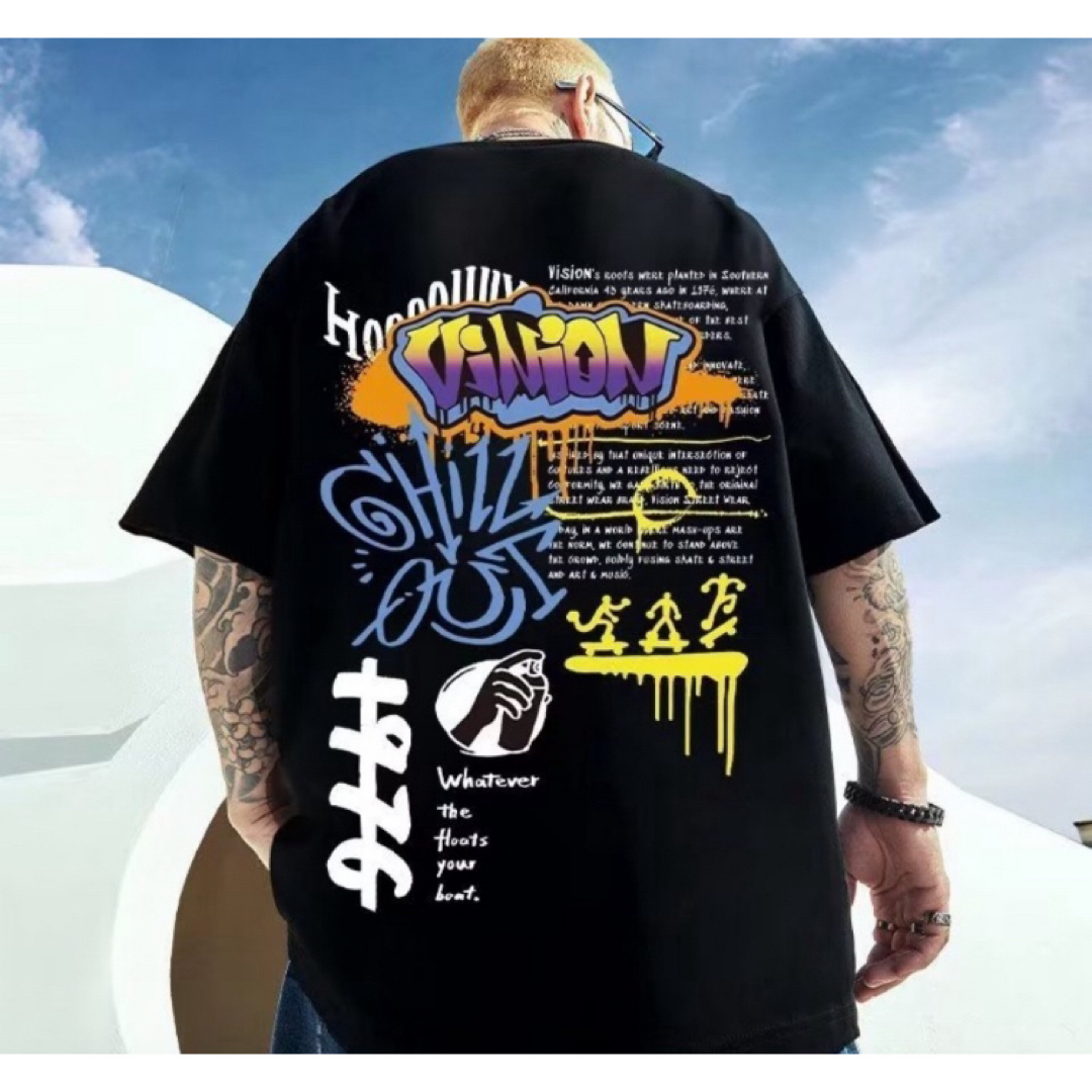 Tシャツ 半袖 ブラック 3XL〜4XL相当 オーバーサイズ グラフィック 新品 メンズのトップス(Tシャツ/カットソー(半袖/袖なし))の商品写真