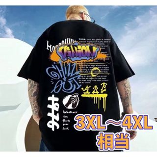 Tシャツ 半袖 ブラック 3XL〜4XL相当 オーバーサイズ グラフィック 新品(Tシャツ/カットソー(半袖/袖なし))