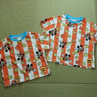 シマムラ(しまむら)の【発送前値下げ】しまむら　チマジロ　半袖Tシャツ　120 100 ミッキーお揃い(Tシャツ/カットソー)