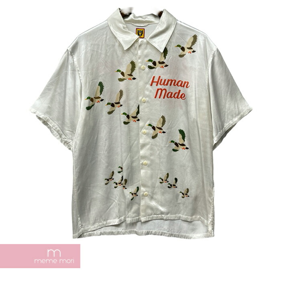 HUMAN MADE 2022SS Duck Rayon Aloha Shirts ヒューマンメイド ダックレーヨンアロハシャツ 半袖カットソー ブラウス 鴨 レーヨン ロゴプリント ベージュ サイズM【240509】【中古-A】【me04】 メンズのトップス(シャツ)の商品写真