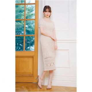 ハーリップトゥ(Her lip to)の【即完売】ハーリップトゥー　Linen-Blend Crochet Summer(ひざ丈ワンピース)