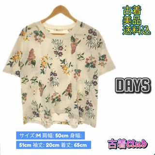 デイズ トップス Tシャツ 花柄 おしゃれ 半袖 レディース ホワイト 花柄 M(Tシャツ(半袖/袖なし))