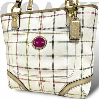 コーチ(COACH)の極美品　未使用級　コーチ　トートバッグー　チェック　A4収納可能　肩掛け(トートバッグ)