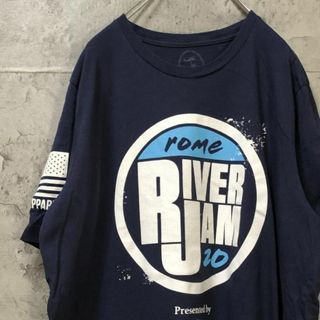 RIVER JAM 袖プリ USA輸入 デカロゴ ビックサイズ Tシャツ(Tシャツ/カットソー(半袖/袖なし))