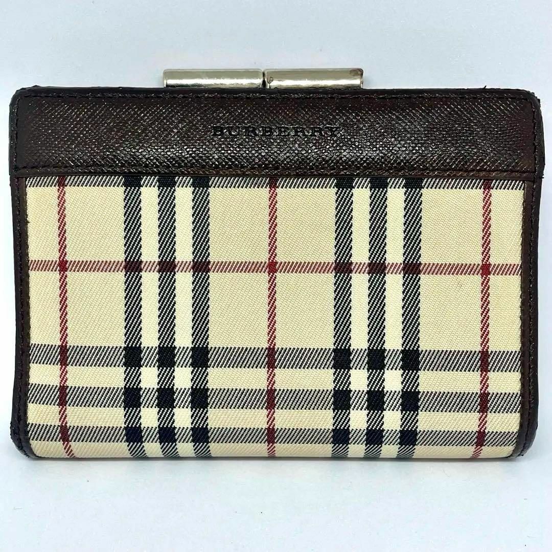 BURBERRY(バーバリー)の【バーバリー/美品】二つ折り財布【がま口/ノバチェック/レザー/小銭入/お札入】 レディースのファッション小物(財布)の商品写真