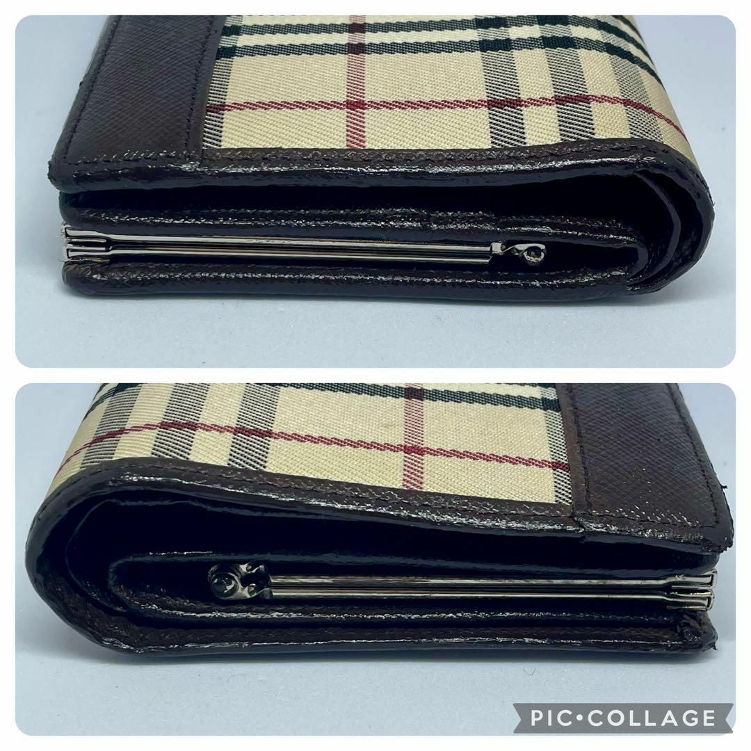 BURBERRY(バーバリー)の【バーバリー/美品】二つ折り財布【がま口/ノバチェック/レザー/小銭入/お札入】 レディースのファッション小物(財布)の商品写真