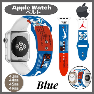 Apple Watch ラバー バンド ベルト ブルー 42/44/45/49㎜(その他)