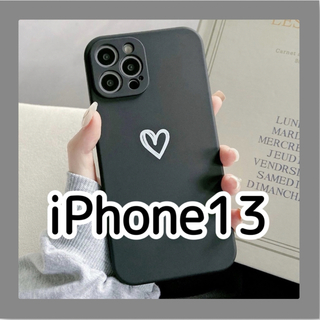 iPhone13 iPhoneケース ブラック ハート 黒 シンプル 新品(iPhoneケース)