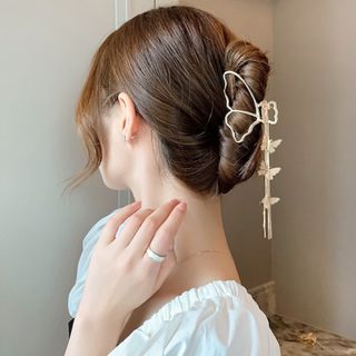 ゴールド　バタフライ　ヘアクリップ　蝶々　韓国　アクセサリー(バレッタ/ヘアクリップ)