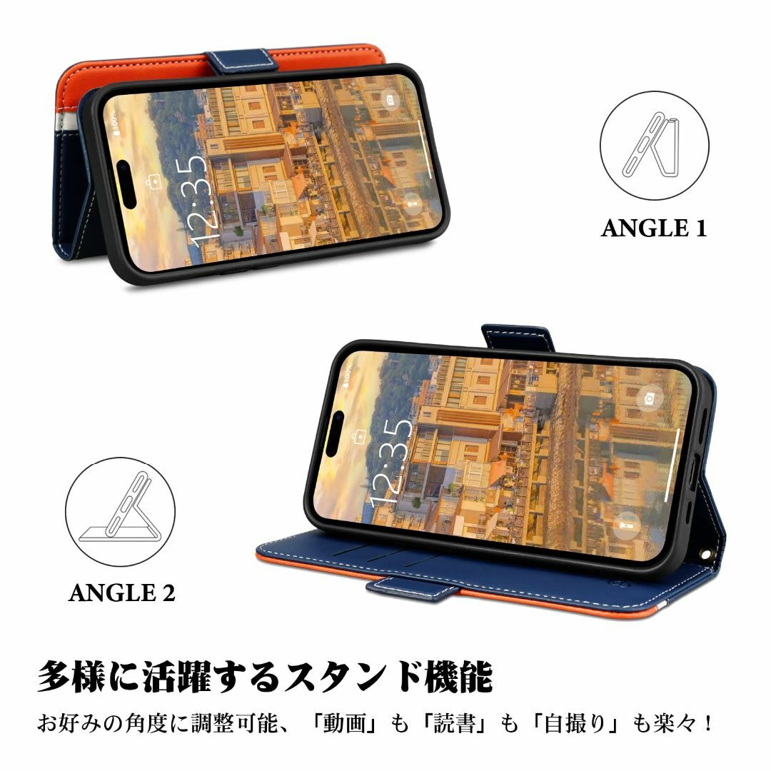 【サイズ:1.iPhone14Pro_色:ネイビー+オレンジ】iPhone 14 スマホ/家電/カメラのスマホアクセサリー(その他)の商品写真