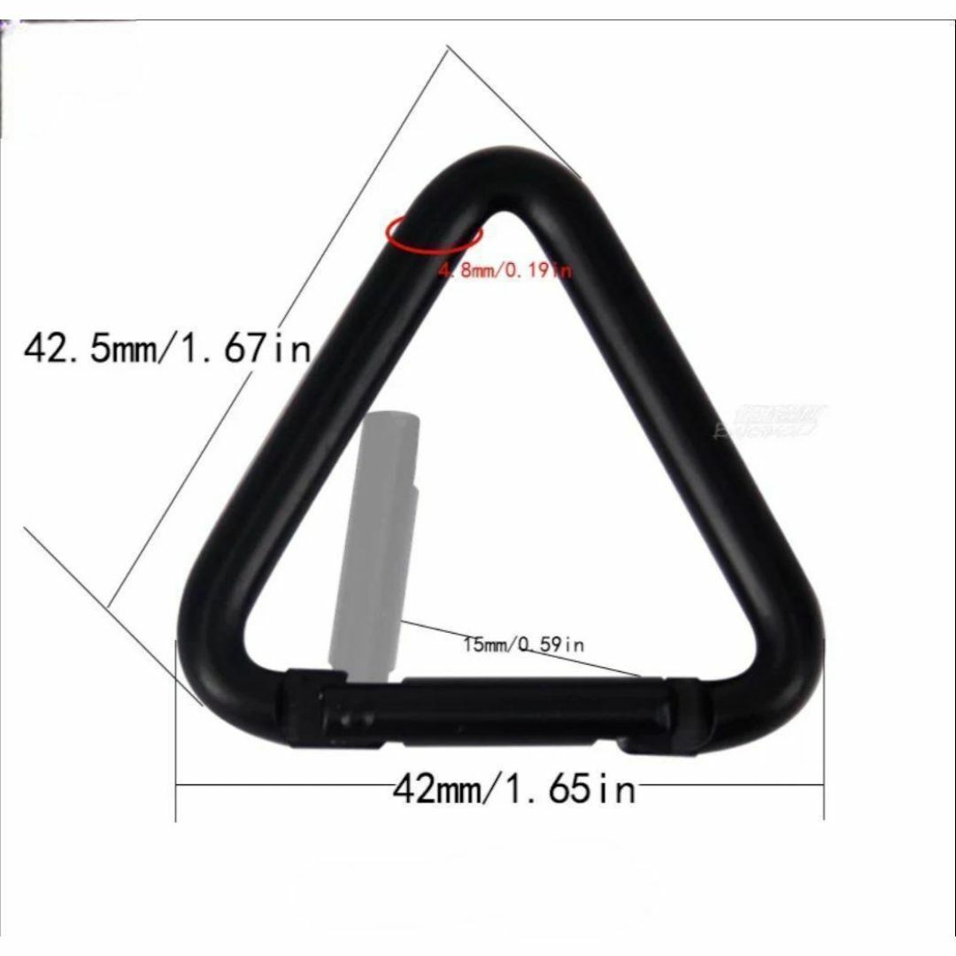三角カラビナ  20個 テント タープ アルミ フック 金具 キャンプ用品 スポーツ/アウトドアのアウトドア(テント/タープ)の商品写真
