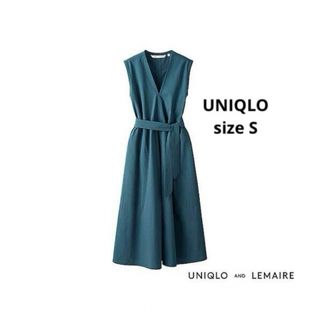 ユニクロ(UNIQLO)のユニクロ　ルメール　シアサッカー　Ｖネック　ウエストリボン　ワンピース(ロングワンピース/マキシワンピース)