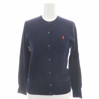 ポロラルフローレン(POLO RALPH LAUREN)のポロ ラルフローレン クルーネック カーディガン ロゴ刺繍 長袖 XS 紺(カーディガン)