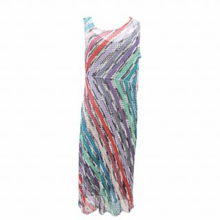 ミッソーニ(MISSONI)のミッソーニ ニット ドレス ワンピース ノースリーブ ロング ストライプ 42(ロングワンピース/マキシワンピース)