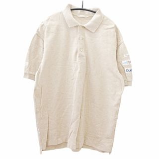 パパス Papas 美品 ポロシャツ カットソー 半袖 ロゴパッチ ベージュ L(ポロシャツ)