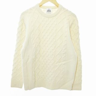 ユナイテッドアローズグリーンレーベルリラクシング(UNITED ARROWS green label relaxing)のグリーンレーベルリラクシング アローズ ハミルトンラム アラン ニット 白 L(ニット/セーター)