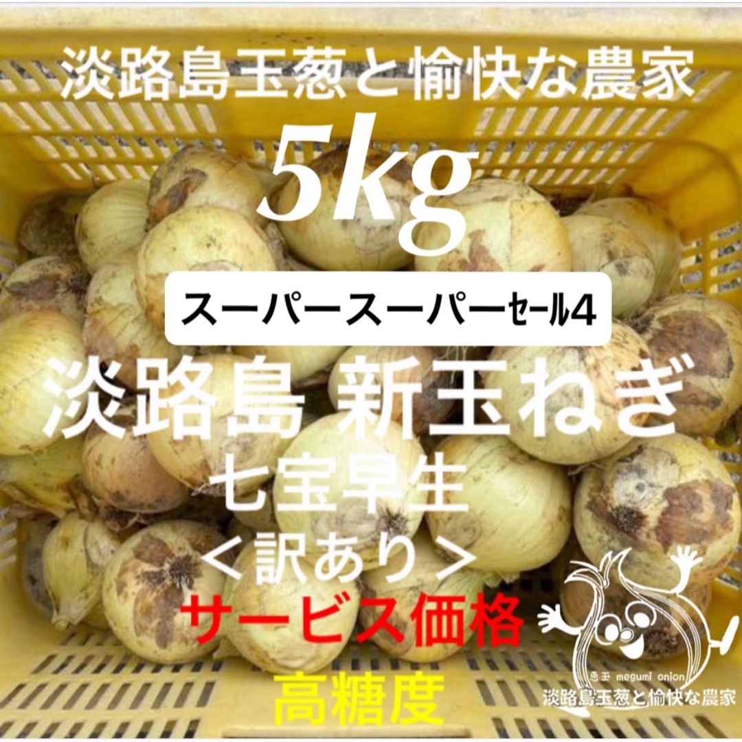 ＜訳あり＞淡路島産新玉ねぎ5kg 高糖度 新玉葱 新たまねぎ 新玉ねぎ 食品/飲料/酒の食品(野菜)の商品写真