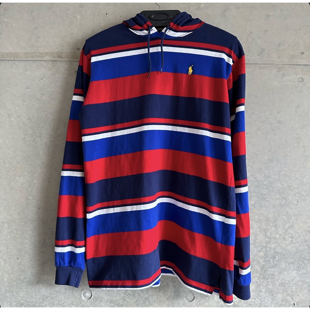 80s Polo Ralph Lauren USA製 良配色 ボーダーフーディー メンズのトップス(パーカー)の商品写真