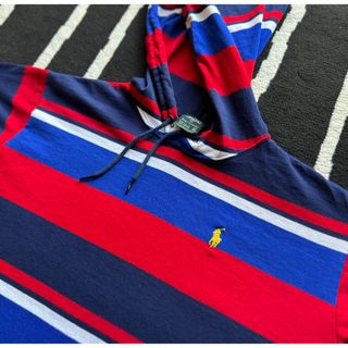 80s Polo Ralph Lauren USA製 良配色 ボーダーフーディー(パーカー)