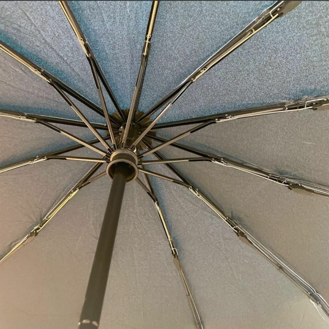 【ブラック】12本骨 折りたたみ傘 ワンタッチ 自動開閉式 UVカット 晴雨兼用 レディースのファッション小物(傘)の商品写真