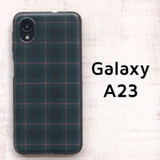 Galaxy A23 5G グリーン チェック ソフトケース カバー(Androidケース)