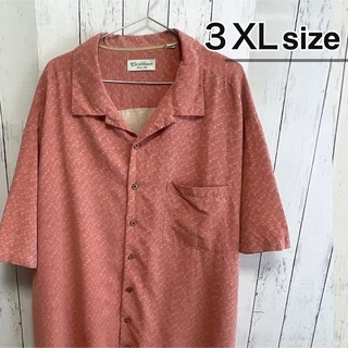 シャツ(shirts)のUSA古着　半袖シャツ　シルク　絹　オープンカラー　ピンク　柄　オーバーサイズ(シャツ)
