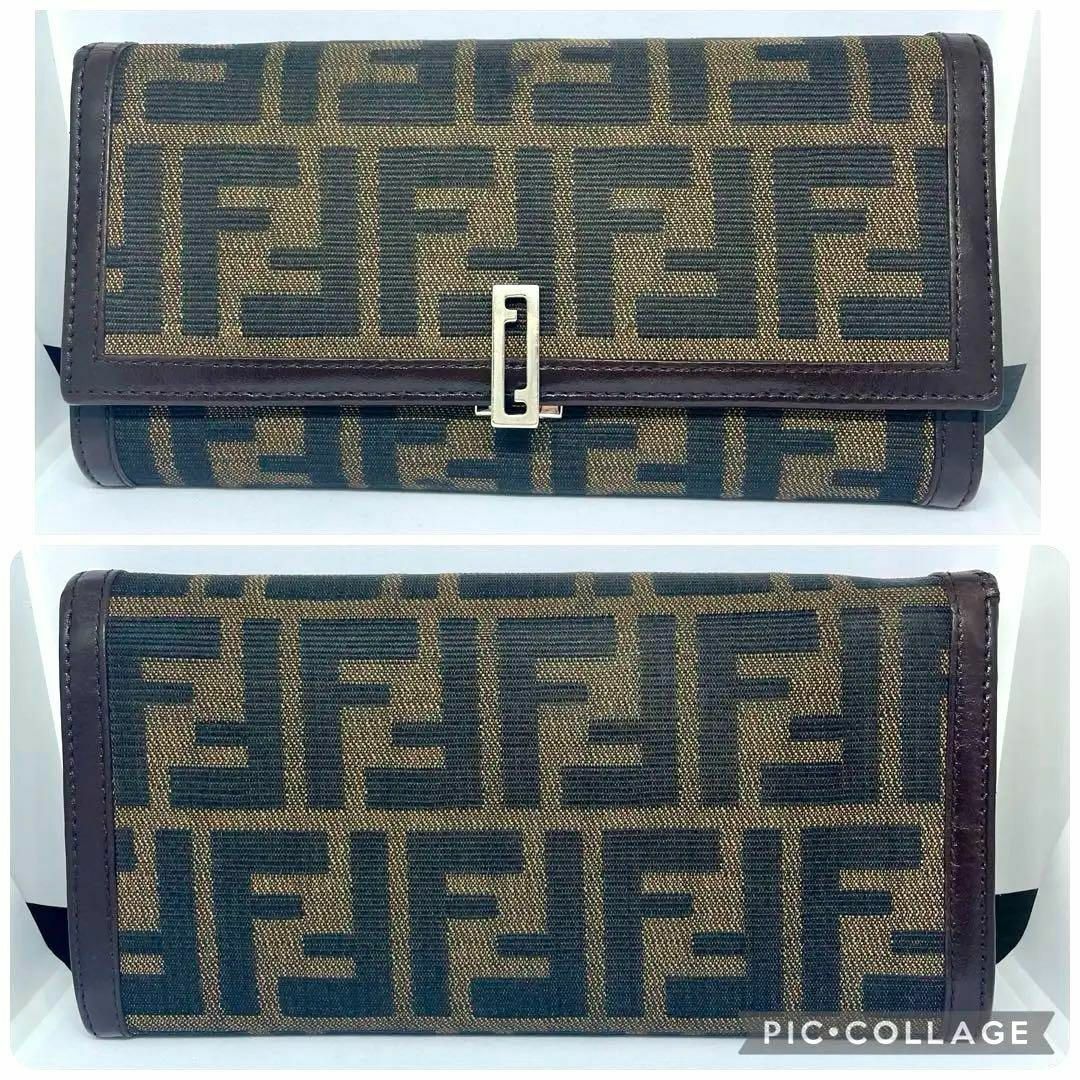 FENDI(フェンディ)の【フェンディ/美品】長財布【ズッカ/FF/ロゴ金具/キャンバス/レザー/小銭入】 レディースのファッション小物(財布)の商品写真